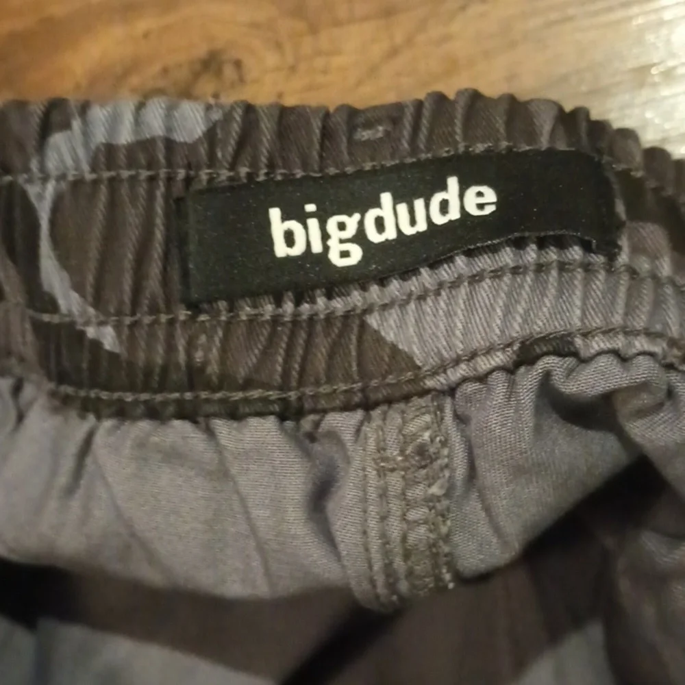 Big Dude Grey Camo Cargo Straight Leg Cotton Pants A34